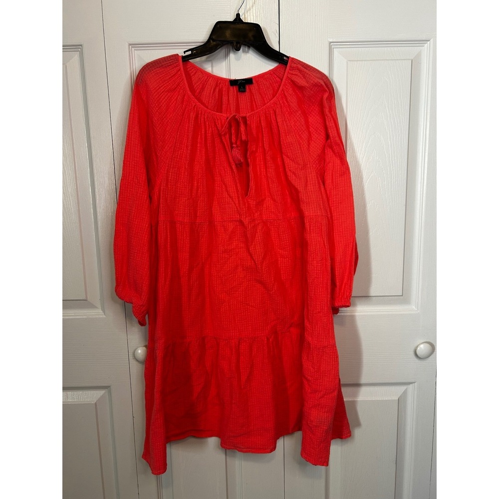 J. Crew Women's tiered beach tunic, large,salmon/coral